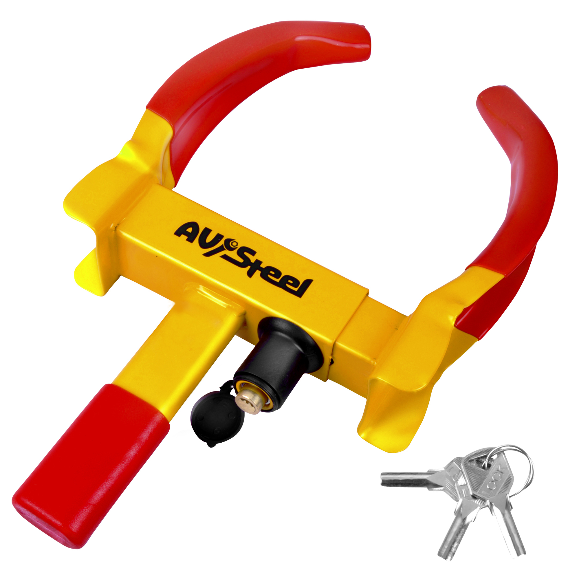 AV Heavy-Duty Steel Wheel Lock Clamp — 7.1in. to 10.6in. Adjustable, Rubber Padding, Model# AV-900200W